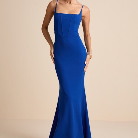 Lulus Imre Royal Blue Sleeveless Mermaid Maxi Dress - Size M - Picture 1 of 5
